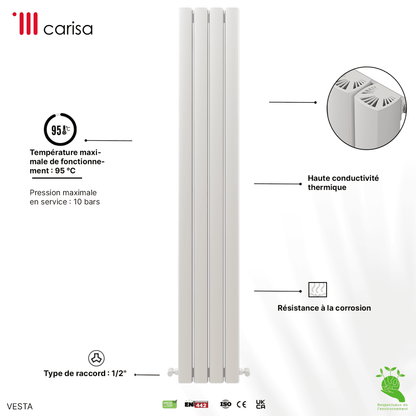 Carisa Vesta Dikey Alüminyum Radyatör Modern Tasarım Beyaz - carisa