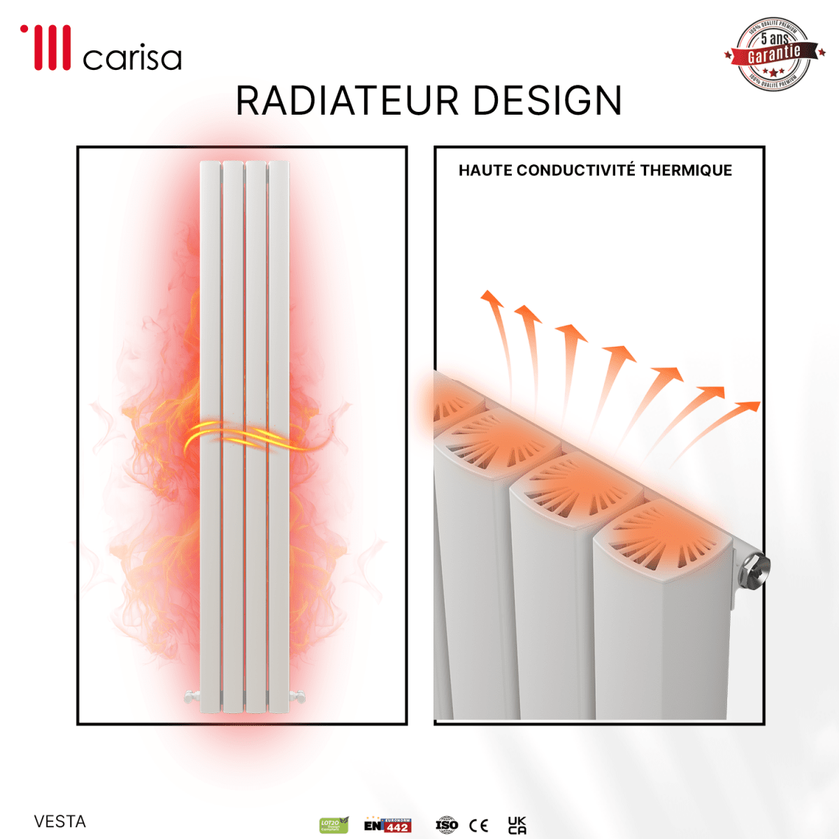 Carisa Vesta Dikey Alüminyum Radyatör Modern Tasarım Beyaz - carisa