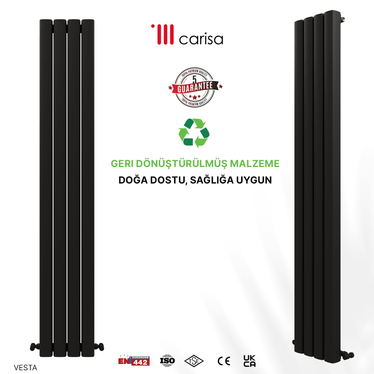 Carisa Vesta Dikey Alüminyum Radyatör Modern Tasarım Siyah - carisa