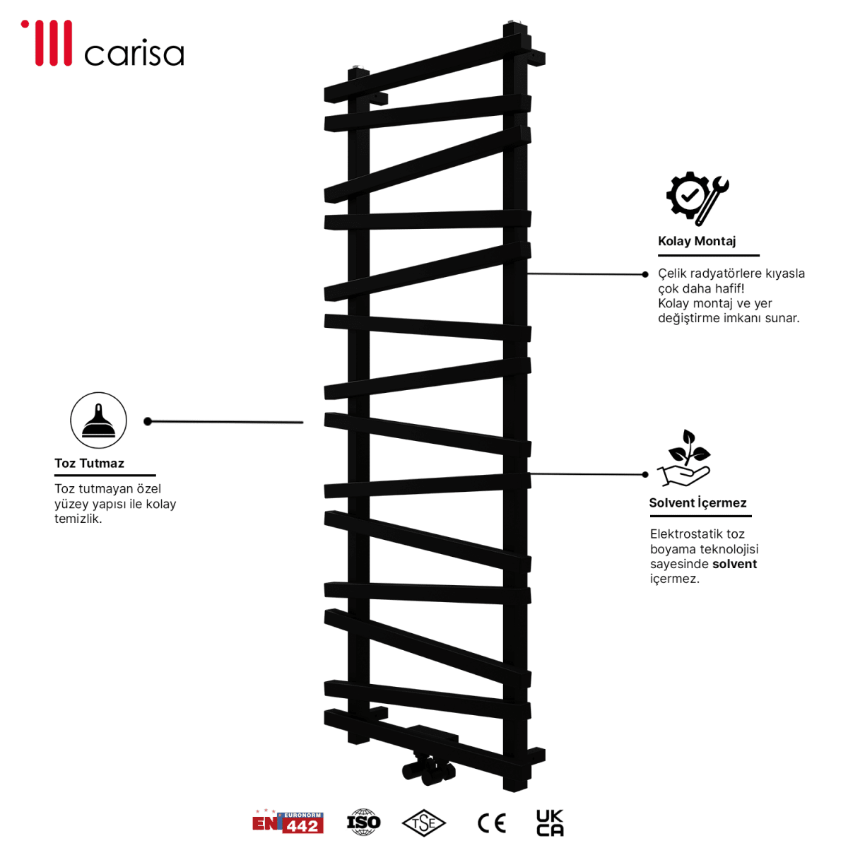 Carisa Vivek Alüminyum Havlupan Modern Tasarım Siyah - carisa