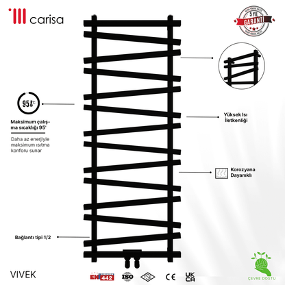 Carisa Vivek Alüminyum Havlupan Modern Tasarım Siyah - carisa