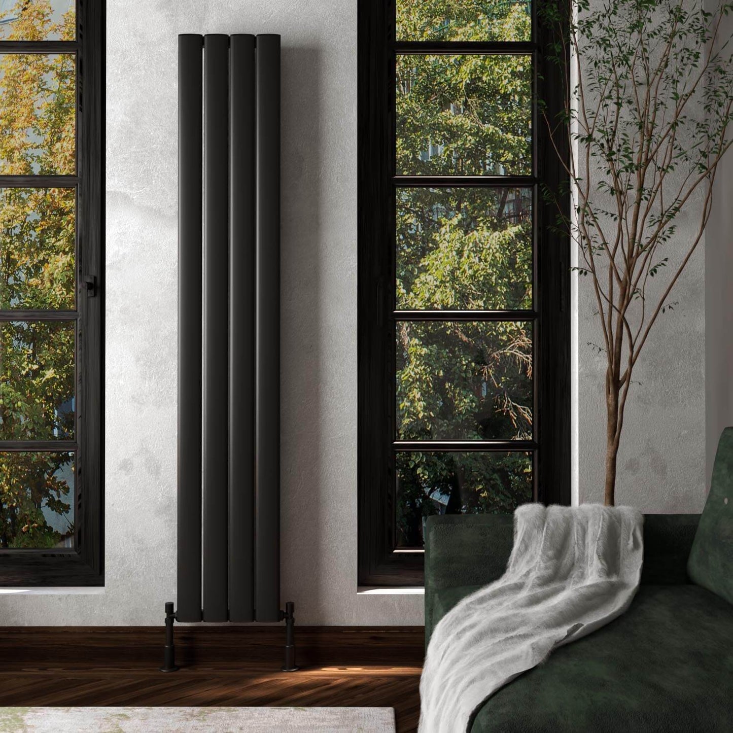 Carisa Elliptic Dikey Alüminyum Radyatör Modern Tasarım Siyah