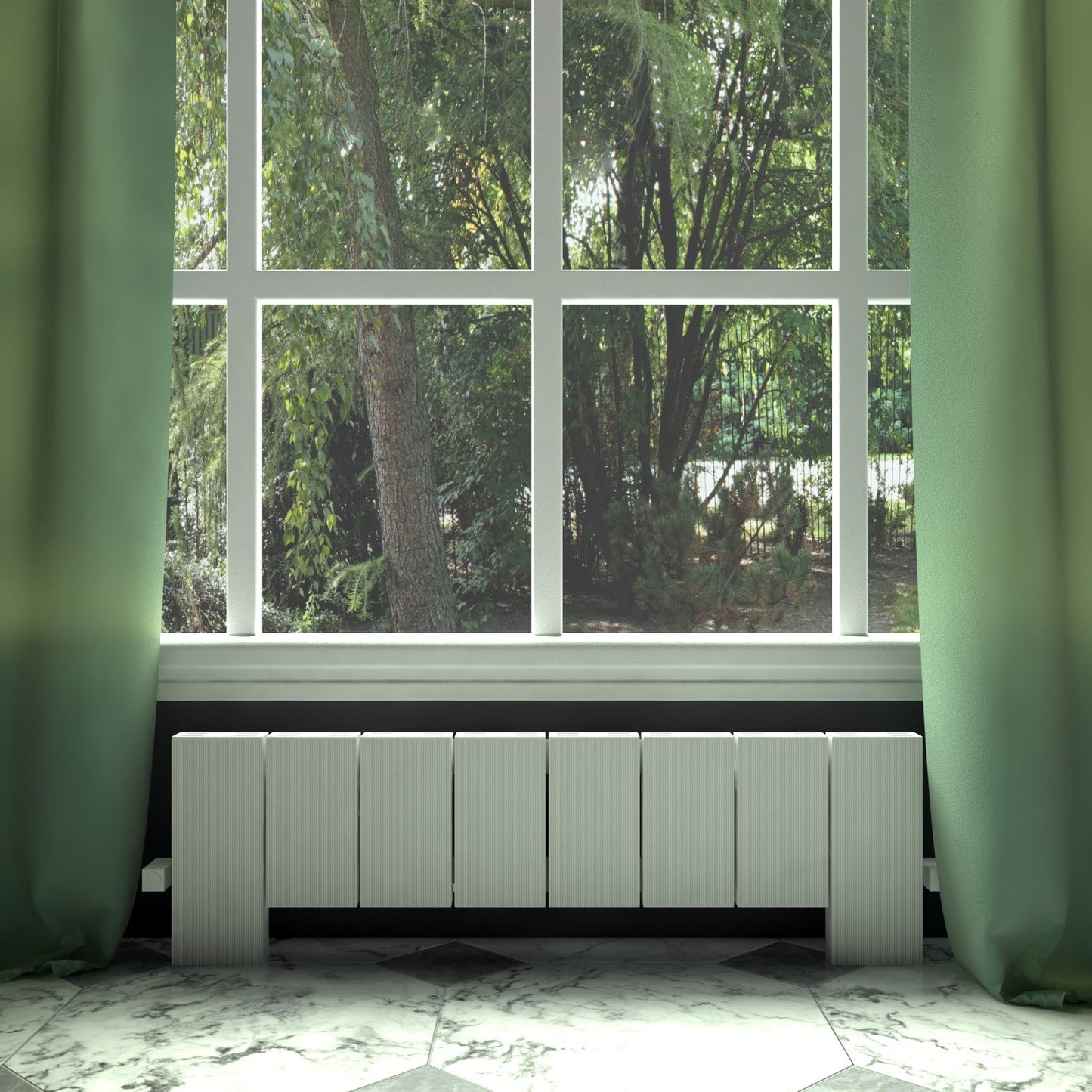 Carisa Elvino Floor Yatay Alüminyum Radyatör Modern Tasarım Beyaz