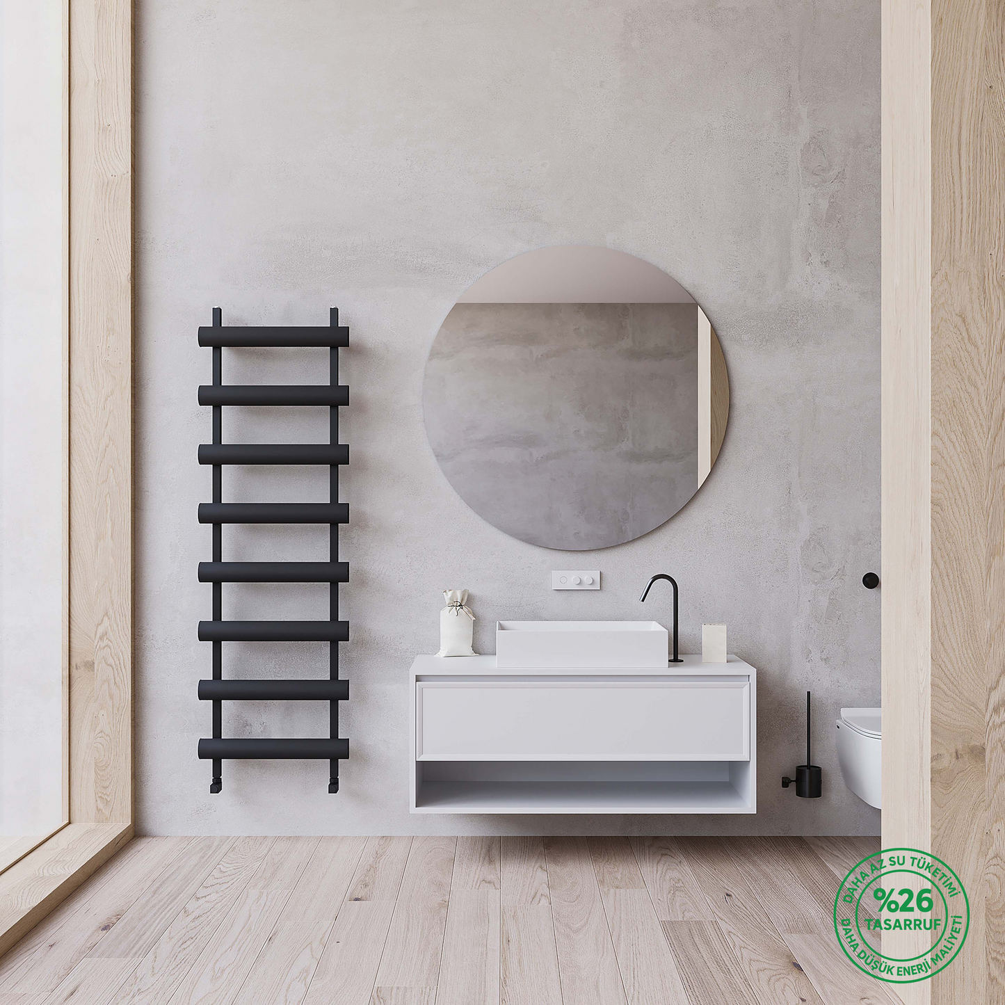 Carisa Moon Alüminyum Havlupan Modern Tasarım Siyah