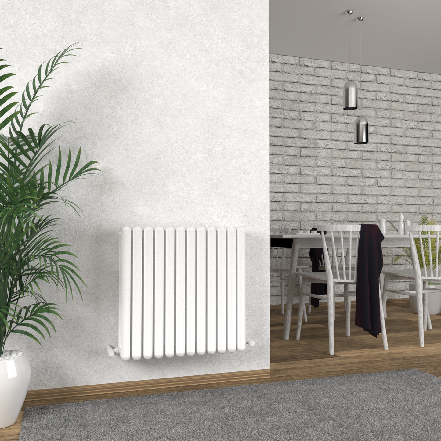 Carisa Tubo Alüminyum Radyatör 0640 x 0590 mm 12 Dilim Kırık Beyaz Standart Bağlantı